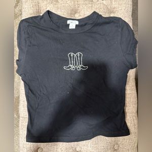 NWT Western Cowboy Boots Crop Tee